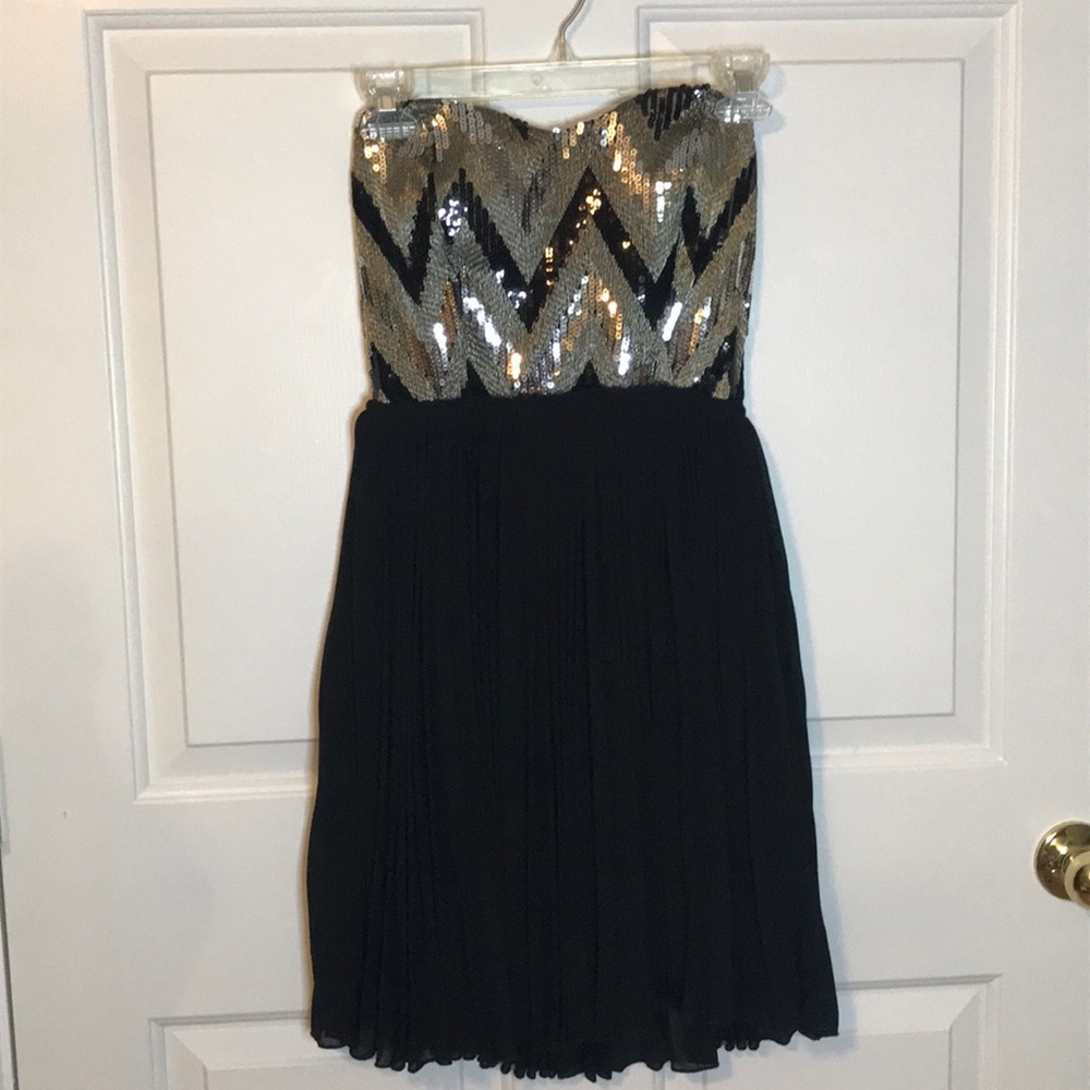 Black and gold homecoming dress